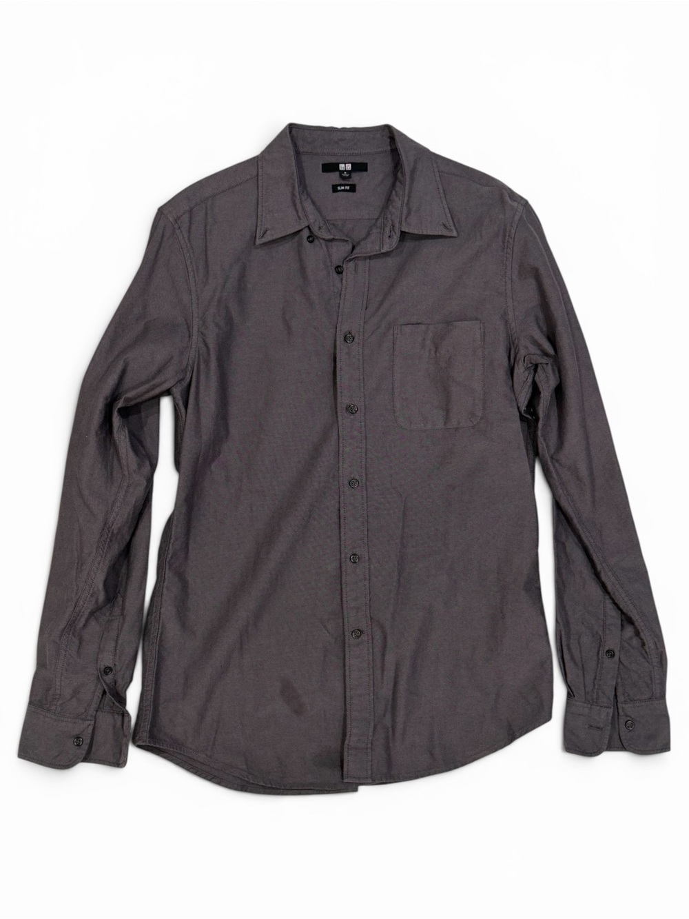 Men's Uniqlo Slim Fit Long-Sleeve Button-Down Shirt - Charcoal